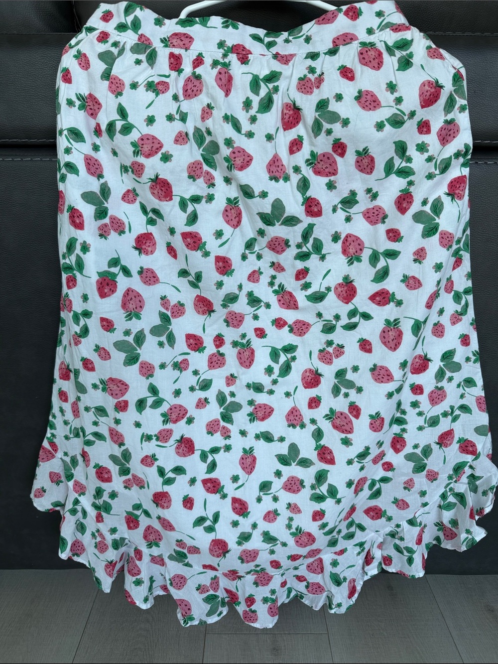 J Crew Women’s Strawberry Print Ruffle Hem Skirt -